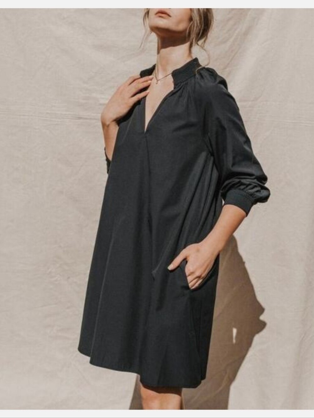 Brochu Walker☆ Amaia Washed Black Poplin Dress